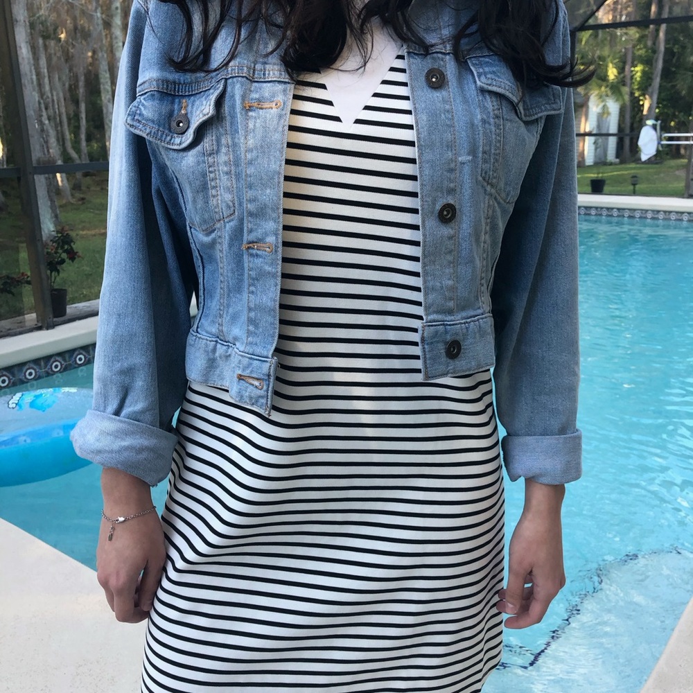 Zara White and black strips Dress